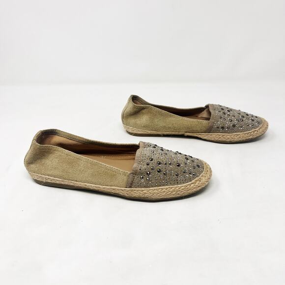[Franco Sarto] Tan Lucile Studded Suede Round Toe Espadrille Flats Summer Size 6 - Picture 1 of 13